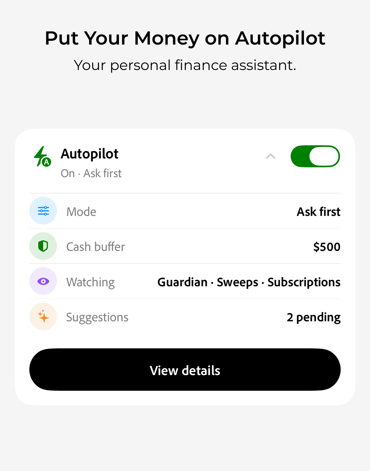 Cove subscriptions screen