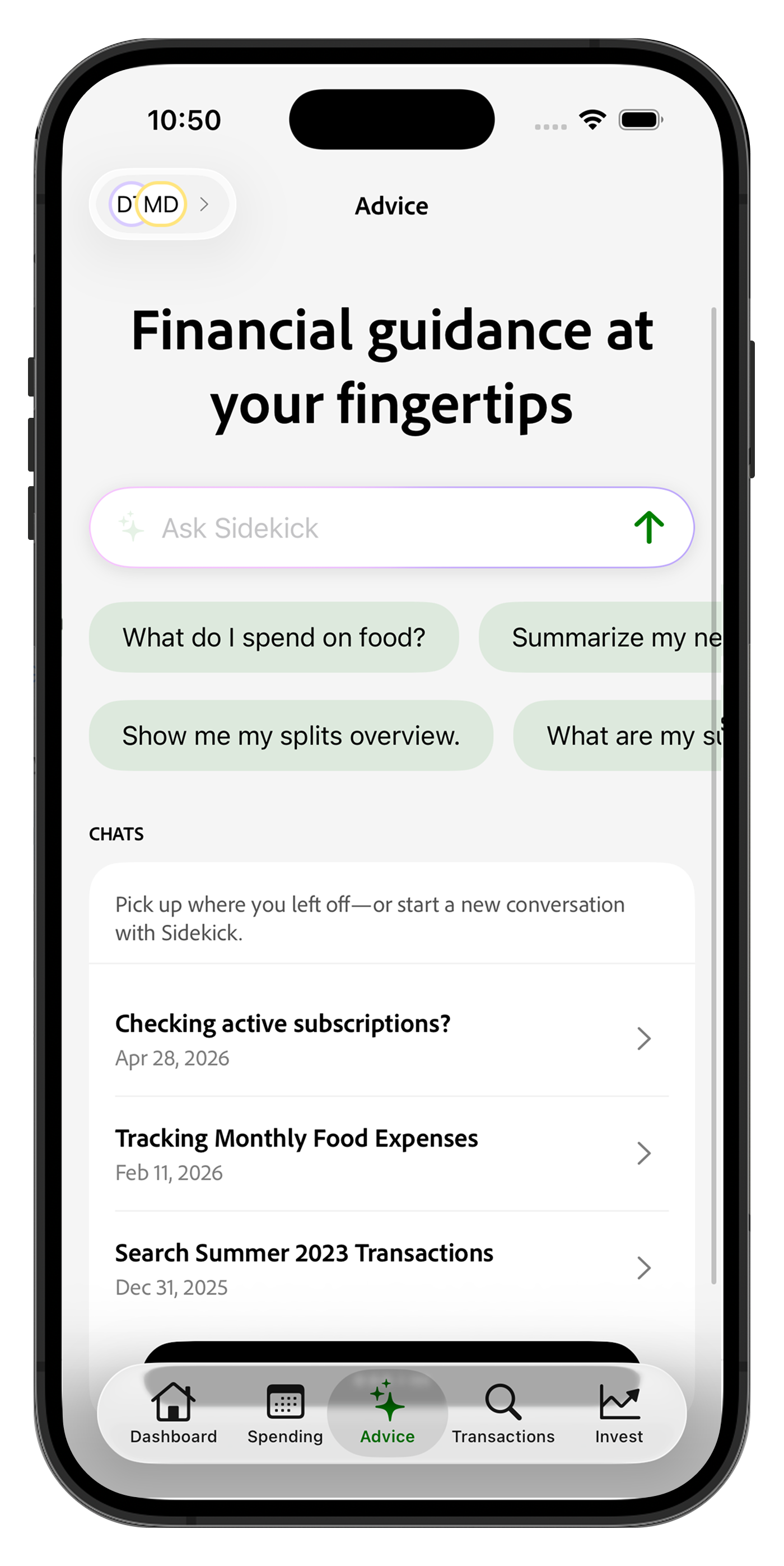 Cove AI assistant answering a question about spending