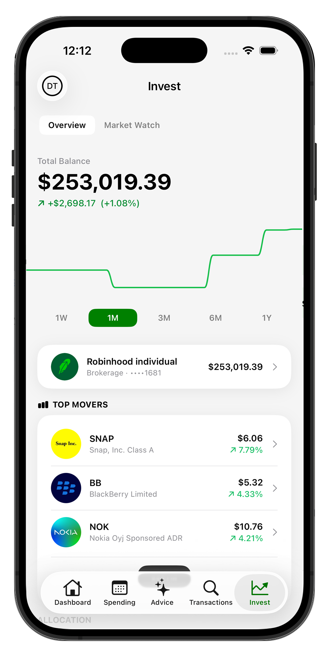 AI investing insights dashboard